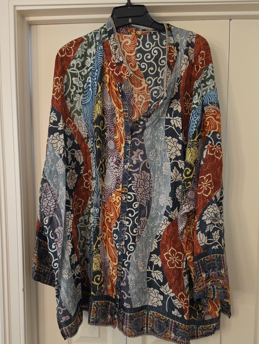 Johnny Was Multicolor Patchwork Button-Front Jacket